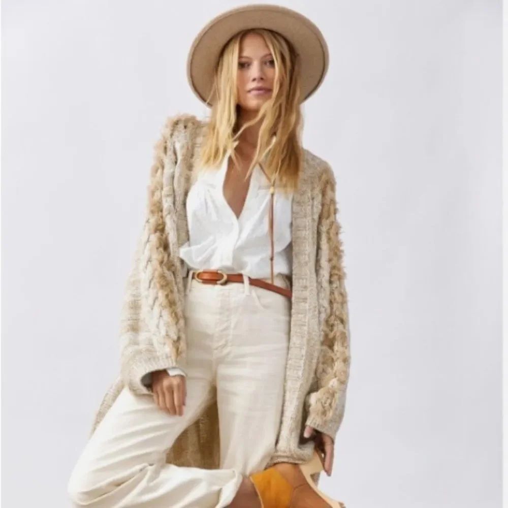 Anthropologie Braided-Sleeve Cardigan